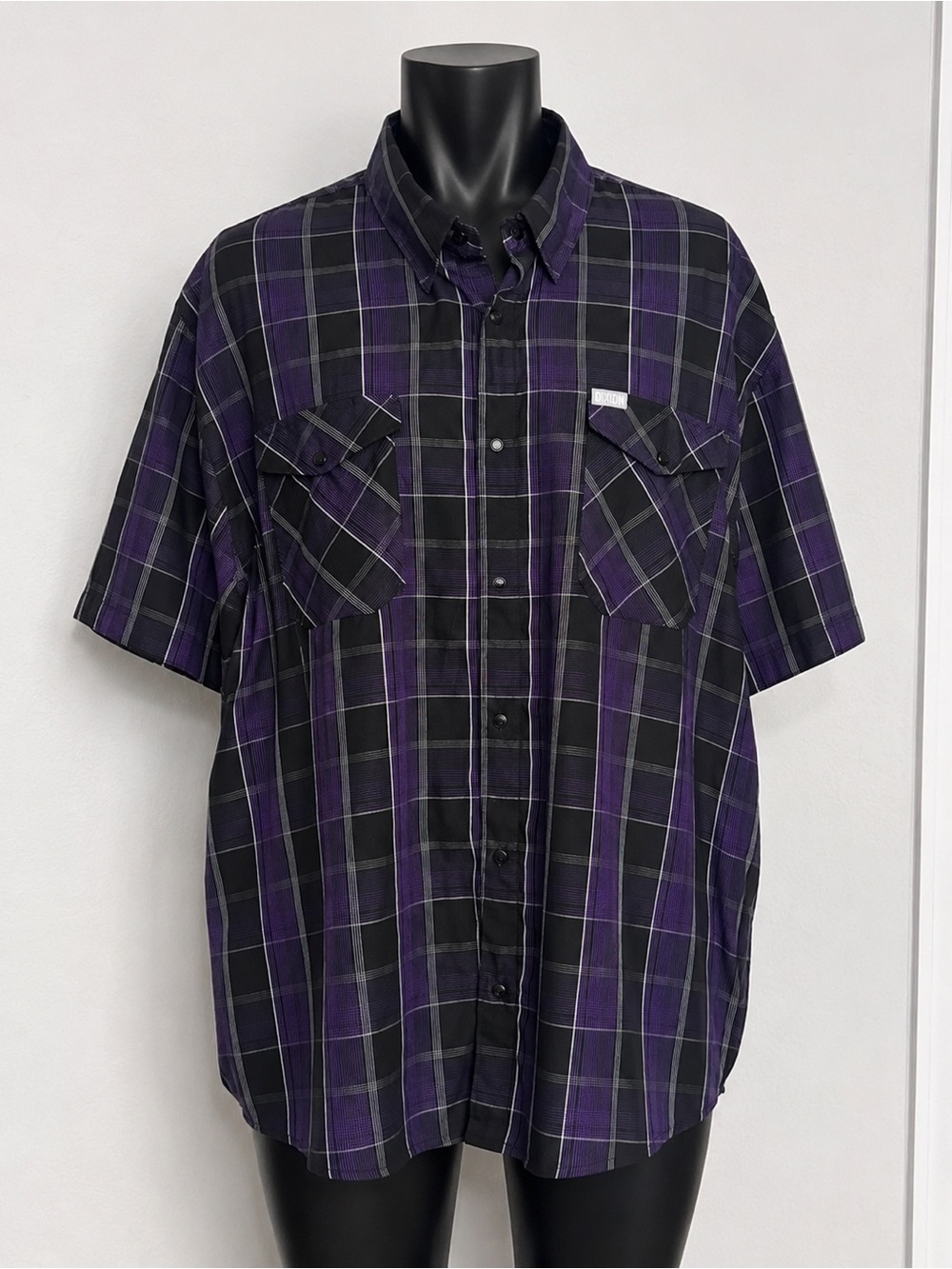 Dixxon Kingdom Limited Release Bamboo Blnd Short Sleeve Snap Shirt  Purple Black